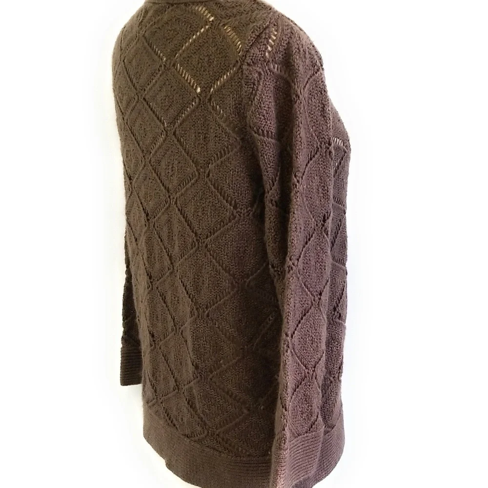 MISSGUIDED Brown 3/4 Sleeve Open Knit Sweater M - Picture 4 of 8